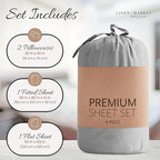 Linen Market Double-Brushed Microfiber Queen Sheet Set 4 Piece – Oeko-TEX Certified Ultra Soft & Wrinkle-Free - 16" Deep Pocket Sheets - Easy Care Queen Size - Light Gray