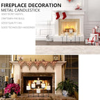 smtyle Christmas DIY 6 Fireplace Candle Candelabra Candleholder Mantle Decor for Flameless or Wax Pillar Candles Stand with Black Iron Decoration on Desk or Floor