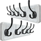 WEBI Coat Rack Wall Mounted,Coat Hooks Wall Mount,16" Hole to Hole,Large Coat Hanger Wall,5 Hooks for Hanging Coats,Hats,Jacket,Clothes,Entryway,Black/White,2 Packs