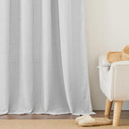 RYB HOME Natural Linen Curtains - Light Filtering Sheer Drapes Wrinkle Resistant Panels for Bathroom Laundry Room Farmhouse Elegant Window Decor, Dove Grey, W 60 x L 84, 1 Pc