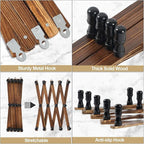 WGFKVAS Accordion Wall Hanger with 14 Hooks - 2Pcs Expandable Coat Rack Wall Mount - Wood Wall Hanger for Baseball Caps, Coats & Bags, Coffee Mug, Jewelry