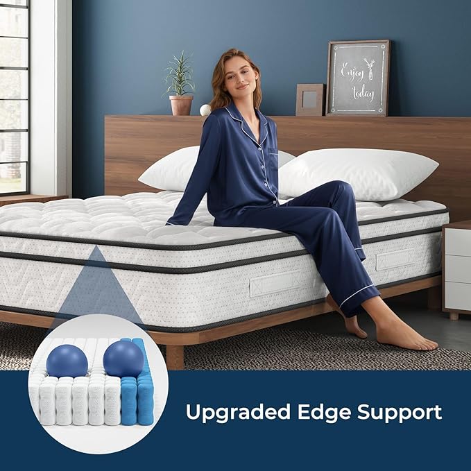 Vesgantti King Size Mattress 14 Inch, Fiberglass-Free | Cool Sleep Hybrid Mattress in a Box - Memory Foam & Pocket Springs, Ergonomic Design, Pressure Relief, Medium Firm Feel, 76"×80"×14"
