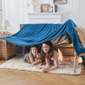 NEWCOSPLAY Super Soft King Blanket Navy Blue Premium Silky Flannel Fleece Leaves Pattern Lightweight Bed Blanket All Season Use (Navy Blue, King(90"x110"))