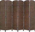 Room Divider 6 Panel Folding Privacy Divider 6 Ft Indoor Wall Divider Portable Partition Wood Screen, Brown