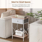 VECELO Nightstand with Drawer, Set of 2, Small Bedside Table with Storage and Adjustable Metal Legs, Wood End Table for Bedroom or Living Room, Perfect for Small Spaces and Modern Décor, Light Brown