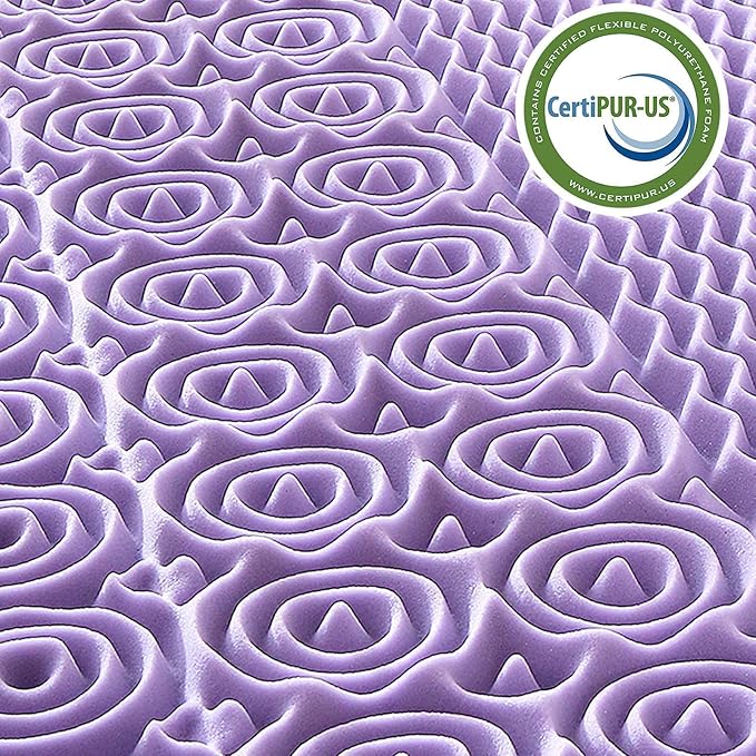 MUXHOMO 2 Inch 7-Zone King Mattress Topper, Egg Crate Foam Mattress Topper King Size for Back Pain, Lavender Cooling Gel Infused Bed Pad, CertiPUR-US and Oeko-TEX Certification (76"×80")