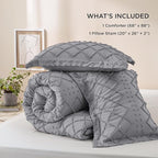 Bedsure Twin Comforter Set - Grey Comforter, Boho Tufted Shabby Chic Bedding for Kids, 2 Pieces Vintage Farmhouse Bed Set for All Seasons, Fluffy Soft Bedding with 1 Pillow Sham
