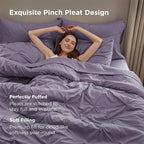 Bedsure California King Comforter Set - Bed in a Bag Cal King Bedding Set 7 PCS, GentleSoft™ Pintuck Bed Set Gift for Family, Pinch Pleat Purple Comforter with Sheets, Pillowcases & Shams