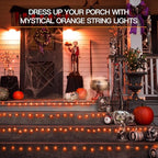 suddus Orange Halloween Fairy Lights Battery Operated, 66ft 200 LED Copper Wire Twinkle Lights Waterproof, String Lights with Remote for Bedroom, Party, Yard, Door, Garland, Tree Decorations