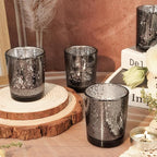 24 Pcs Black Votive Candle Holders, Speckled Mercury Black Glass Candle Holder Bulk for Wedding Centerpiece Table Decor, Tea Lights Candle Holder for Valentines Day Decor, Home Decor