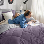 Bedsure Twin XL Comforter Set - 5 Pieces Reversible Grayish Purple Bedding, Twin XL Size Bed Set for All Seasons, Bed in a Bag with Down Alternative Comforter, Sheets, Pillowcase & Sham