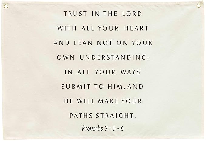 Trust in the Lord Christian Bible Verse Scripture Rectangular Canvas Banner-Flag Poster Wall Sign Decor for Toddler Boy Girl Kids,Nursery Baby Room Bedroom Decor-Baby Shower Birthday Christmas Gift