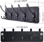 SKOLOO Rustic Wall Mounted Coat Rack: 16" Hole to Hole, Pine Real Wood Plank Wall Coat Rack with 5 Triple Hooks, Farmhouse Coat Hanger Wall Mount for Hanging Backpack Jacket Coat Hat