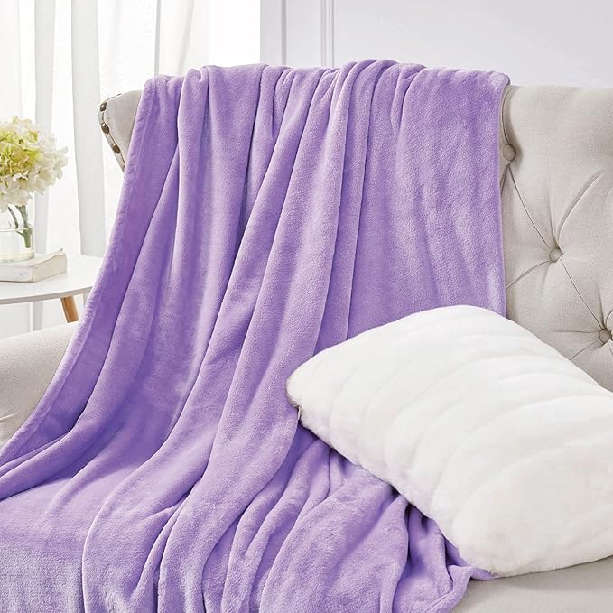 Walensee Fleece Blanket Plush Throw Fuzzy Lightweight (King Size 108x90 Lavender) Super Soft Microfiber Flannel Blankets for Couch, Bed, Sofa Ultra Luxurious Warm and Cozy for All Seasons