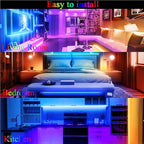 QZYL 75ft LED Lights for Bedroom, RGB LED Strip Lights for Living Room, Party Decor with Dimmable Lighting, Bright Adjustable Colors, and 8 Lighting Modes, Adhesive Backing