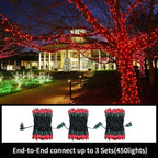 LAMPHOME Super-Bright Extendable RED Christmas Lights Decoration 150Lights 31.9ft UL Certified Mini Bulb String Lights Set for Outdoor Christmas Tree Garden Holiday Party Patio Wedding Garland Decor