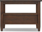 SIMPLIHOME Warm Shaker SOLID WOOD 14 Inch Wide Rectangle Transitional Narrow Side Table in Distressed Charcoal Brown, For the Living Room and Bedroom