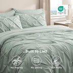 Bedsure King Size Comforter Set Sage Green - Bed in a Bag Bedding Set 7 Pieces, GentleSoft™ Pintuck Bed Set Gift for Family, Pinch Pleat Sage Green Comforter with Sheets, Pillowcases & Shams