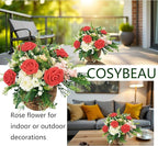 Artificial Flowers 25pcs Fake Roses, Red Foam Rose Faux Flower for DIY Wedding Bouquets Bridal Shower Centerpieces Floral Arrangements Home Decorations Party Backdrops Table
