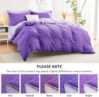 HYMOKEGE Dark Purple/Lavender California King Comforter Set Seersucker 7 Pieces, All Season Luxury Bed in a Bag for Bedroom, Bedding Set with Comforter, Sheets, Pillowcases & Shams