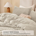 BEDELITE Fleece King Comforter Set -Super Soft & Warm Fluffy Linen Bedding, Luxury Fuzzy Heavy Bed Set for Winter with 2 Pillow Cases