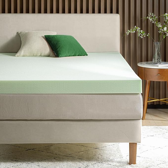 ZINUS 4 Inch Green Tea Memory Foam Mattress Topper, Smaller, More Convenient WonderBox Packaging, Pressure-Relieving Layers, CertiPUR-US Certified, Queen