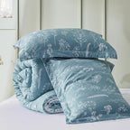 Bedsure Full Comforter Set - Mineral Blue Bed Set, 3 Pieces Cute Floral Bedding, 1 Soft Reversible Botanical Flowers Comforter and 2 Pillow Shams