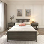 Plank+Beam Solid Wood Full Bed Frame, Platform Bed with Headboard, Clay