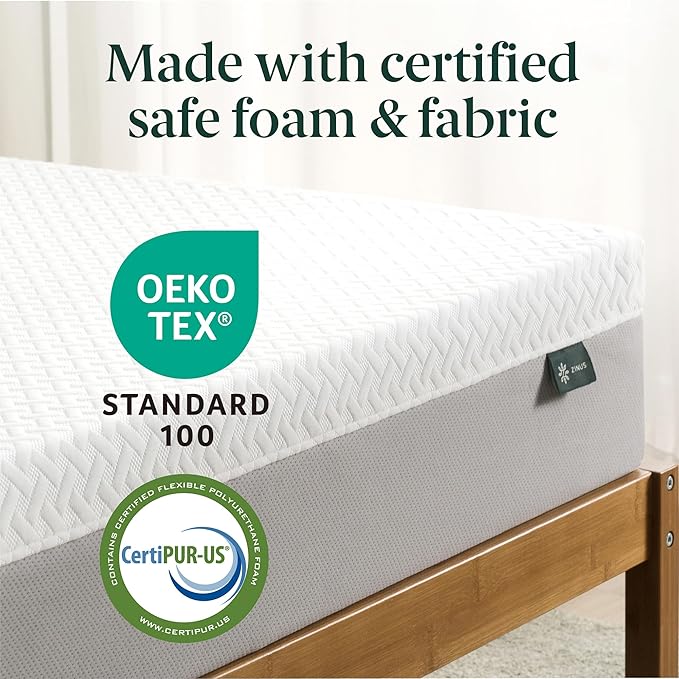 ZINUS 8 Inch Green Tea Essential Memory Foam Mattress [New Version], Full, Fiberglass Free, Medium Feel, Breathable Airflow Memory Foam, Certified Safe Foams & Fabric, Mattress in A Box