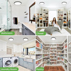 zemty Black Ceiling Light 9 Inch,24W 2400lm Bright LED Flush Mount Light Fixture 3000K/4500K/6000K Adjustable,Thin Flat Ceiling Lamp for Bathroom Closet Pantry Hallway - 2Pack