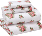 RUVANTI Flannel Sheets Queen Size - 100% Cotton Double Brushed Bed Sheets, Deep Pockets 16 Inches Queen Sheet Set, All Seasons Breathable & Extra Soft - Warm & Cozy, 4 Piece, Bali