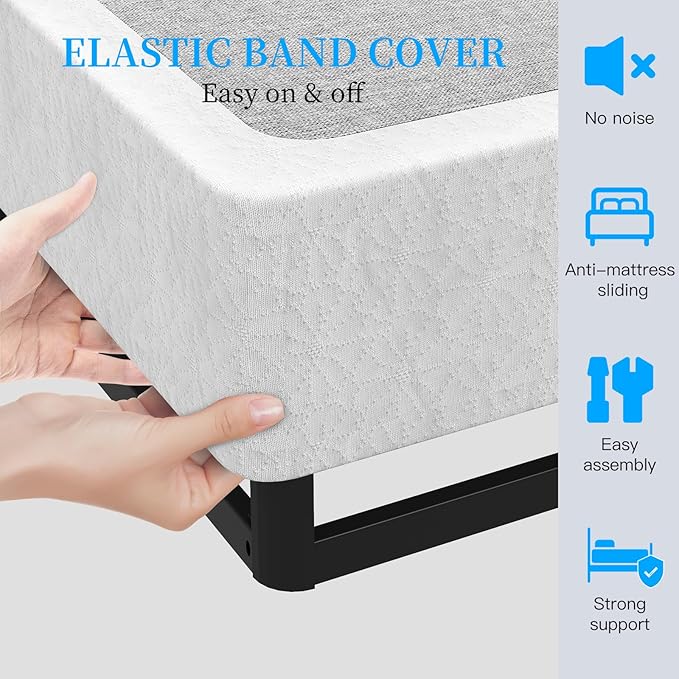 Twin Box Spring, 9 Inch Metal Twin Box Spring Only, Heavy Duty Metal Frame Mattress Foundation Support for 3000lbs, Easy Assembly, Noise Free, Non Slip
