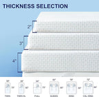 Subrtex 3 Inch Mattress Topper Cover (Only Cover) Mattress Topper Protector Bedding Rayon Made from Bamboo Removable Mattress Encasement with Zippers, King