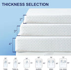 Subrtex 2 Inch Mattress Topper Cover (Only Cover) Mattress Topper Protector Bedding Rayon Made from Bamboo Removable Mattress Encasement with Zippers, Full