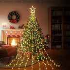 FUNIAO Christmas Lights, 320 LED String Lights with 12" Plastic Star Tree Topper, 8 Modes Outdoor Waterproof Christmas New Year Parties, Yard, Garden, Home Decor (Warmwhite)