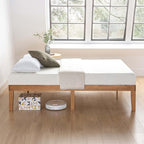 Mellow Naturalista Classic 16 Inch Solid Wood Platform Bed with Wooden Slats, Natural Pine, Twin