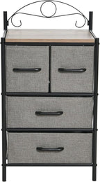 Household Essentials Victorian Style 4-Drawer Storage Organizer Unit, Black and Grey