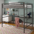 Novogratz Maxwell Metal Full Loft Bed with Desk & Shelves, Gray/Black