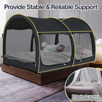 Alvantor Bed Canopy Bed Tents 2-in-1 Dream Tents Privacy Space Twin Size Sleeping Tents Indoor Pop Up Portable Frame Curtains Breathable Gray Cottage Reducing Light & Air Ventilation
