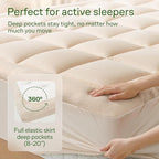 Ultra Soft Full Size Mattress Topper - Viscose Made from Bamboo Pillow Top Mattress Pad for Back Pain Relief - Naturally Cooling for Hot Sleepers, Beige