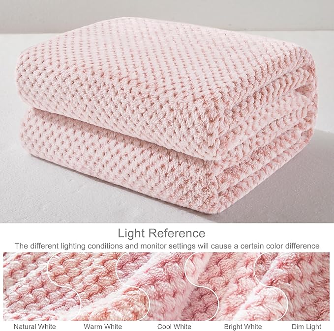 Exclusivo Mezcla Fleece Bed Blanket King Size, Super Soft and Warm Blankets for Couch, Sofa and Bed Waffle Textured, Cozy, Fuzzy and Lightweight (Mixed Pink, 90x104 Inches)