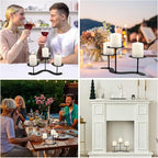 Iron Candle Holder Fireplace: 3 Arms Metal Candelabra Centerpiece Decor - Candle Holder Stand for Candelabra Pillar Candles