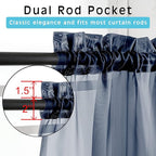 OWENIE Blue Sheer Curtains, Sheer Curtains 63 inch Length 2 Panels Set, Rod Pocket Voile Fimly Sheer Drapes for Living Room/Bedroom, 2pcs, Each 42" W x 63" L, Navy Blue