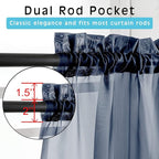 OVZME 2 Panels Sheer Window Curtain Panels 96" Length for Bedroom, Top Rod Pocket Design Window Treatment for Living Room, 42W x 96L inches, Navy Blue