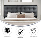 Flash Furniture Lennox Tufted Upholstered Headboard for Queen Size Bed, Contemporary Vinyl Tufted Headboard with Adjustable Height, Black