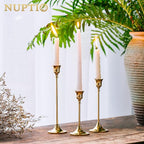 2 Sets(6 Pcs) Brass Gold Metal Taper Candle Holders Candlestick Holders, Vintage Modern Decorative Centerpiece Candlestick Holders for Table Mantel Wedding Housewarming Gift