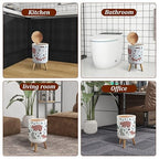 Small Trash Can with Lid Hand Drawn Colored Children s Set Cute Forest Animals Scandinavian Garbage Bin Pet Proof Waste Basket for Kitchen Bathroom Office Bedroom Decorative 1.8 Gallon