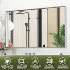 Suidia Bathroom Mirror, 60" x 30" Wall Mirror Metal Framed, Bathroom Vanity Mirror for Living Room Bedroom Bathroom Entryway, Silver, Rect Corner Style