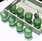 VOHO Green Candle Holder Set of 12, Green Glass Votive Candle Holders for Centerpiece Table Decorations, Votive Candles Holder Bulk for Birthday (2.1'' x 2.6'', W/H)