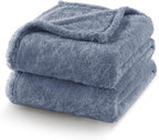 Exclusivo Mezcla Plush Fuzzy Fleece Bed Blanket Twin Size, Super Soft, Fluffy and Warm Blankets, Suitable for All Seasons (Stone Blue, 90x66 Inches)